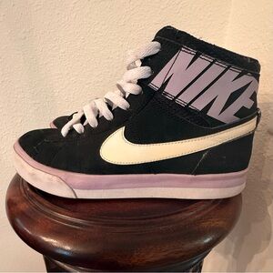 Nike Black High-Top Sneakers with White Swoosh and Lavender Accents